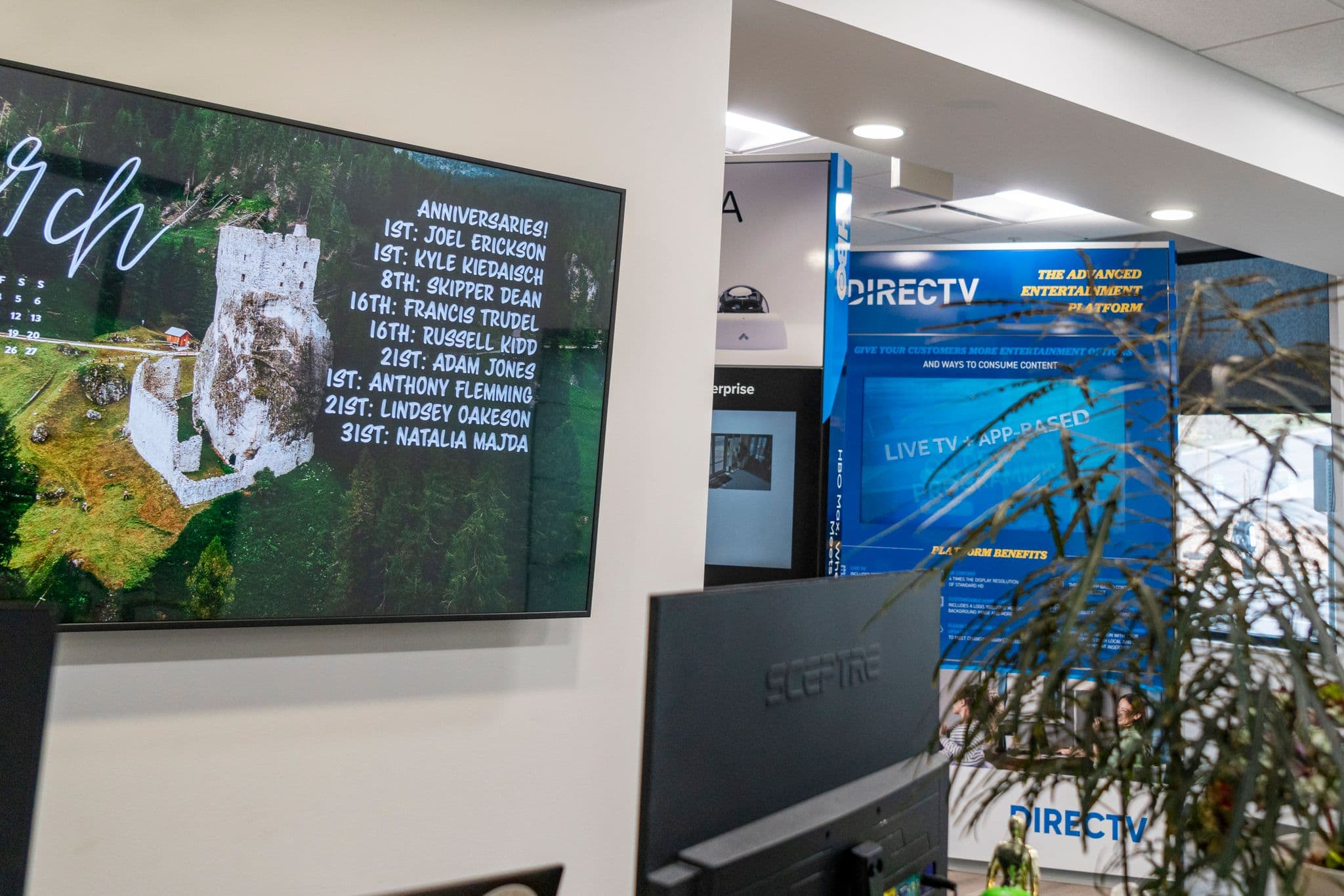 Feature media wall in corporate environment