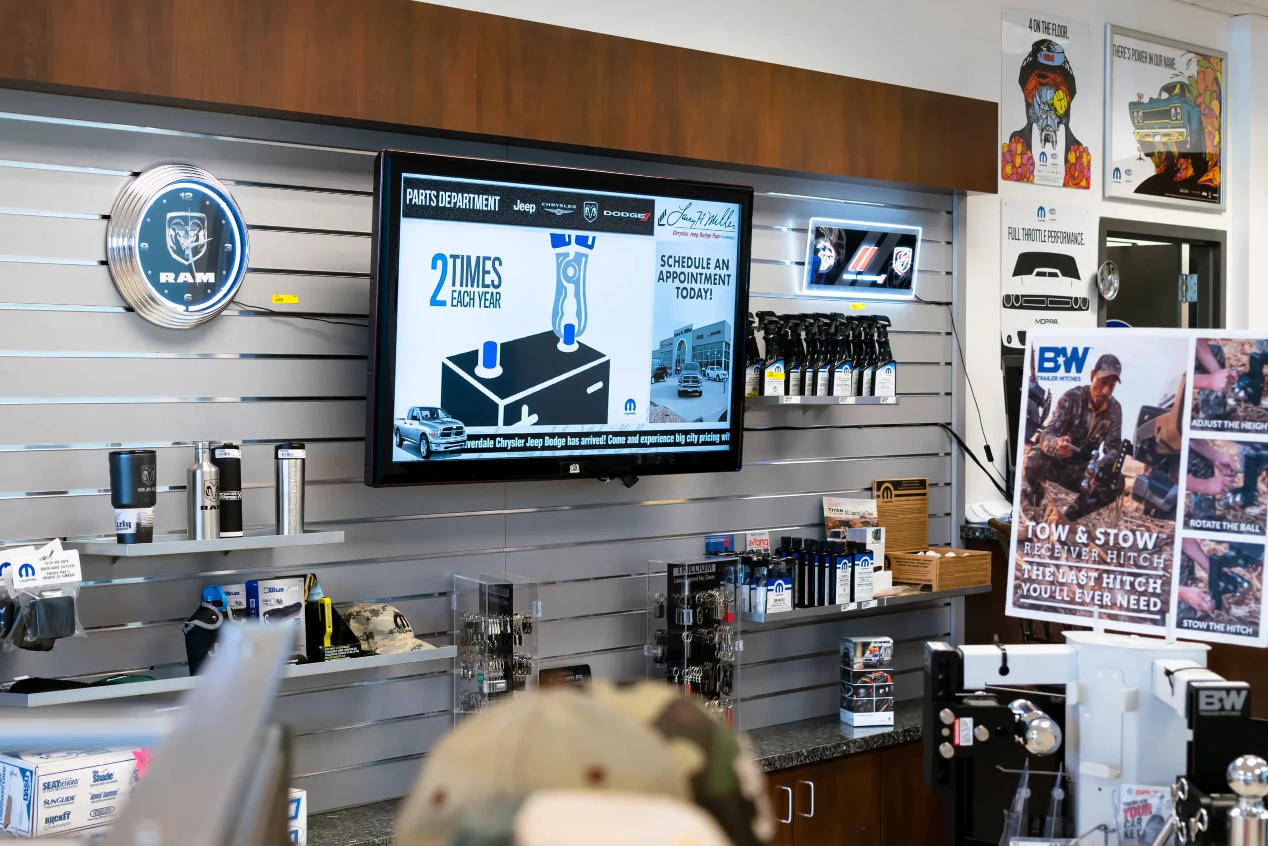 Digital media wall supporting service and promo messaging