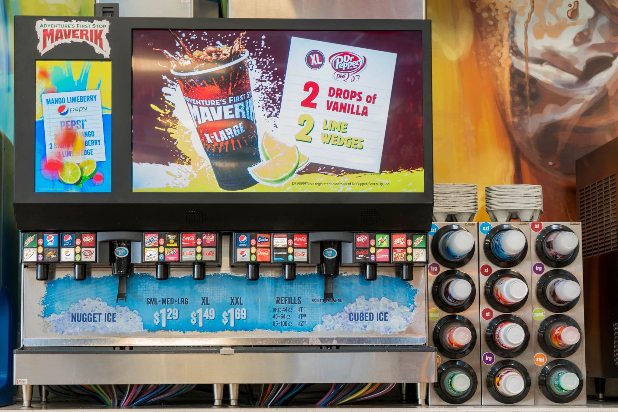 Grocery beverage station screen messaging