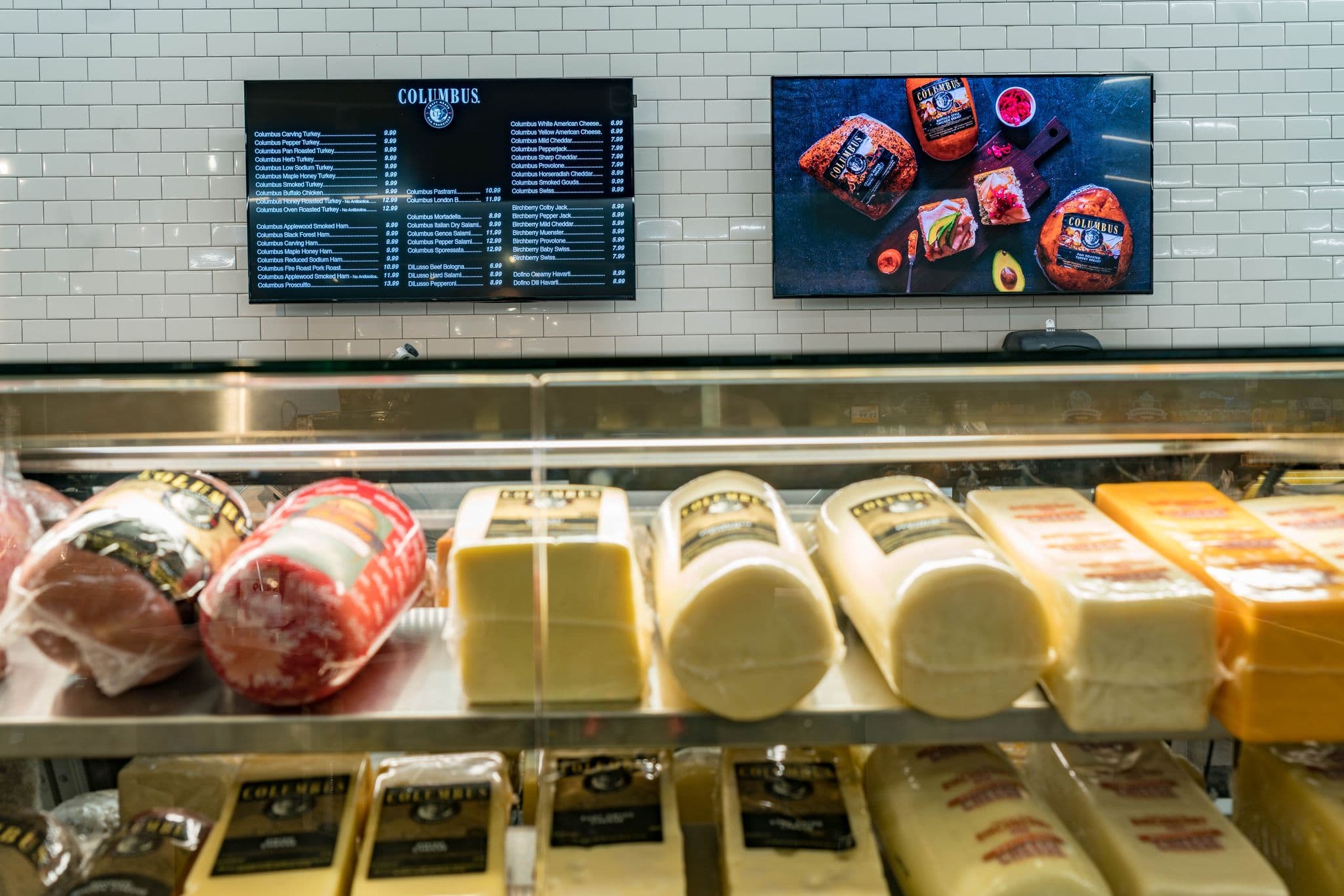 Prepared foods section with digital menu boards