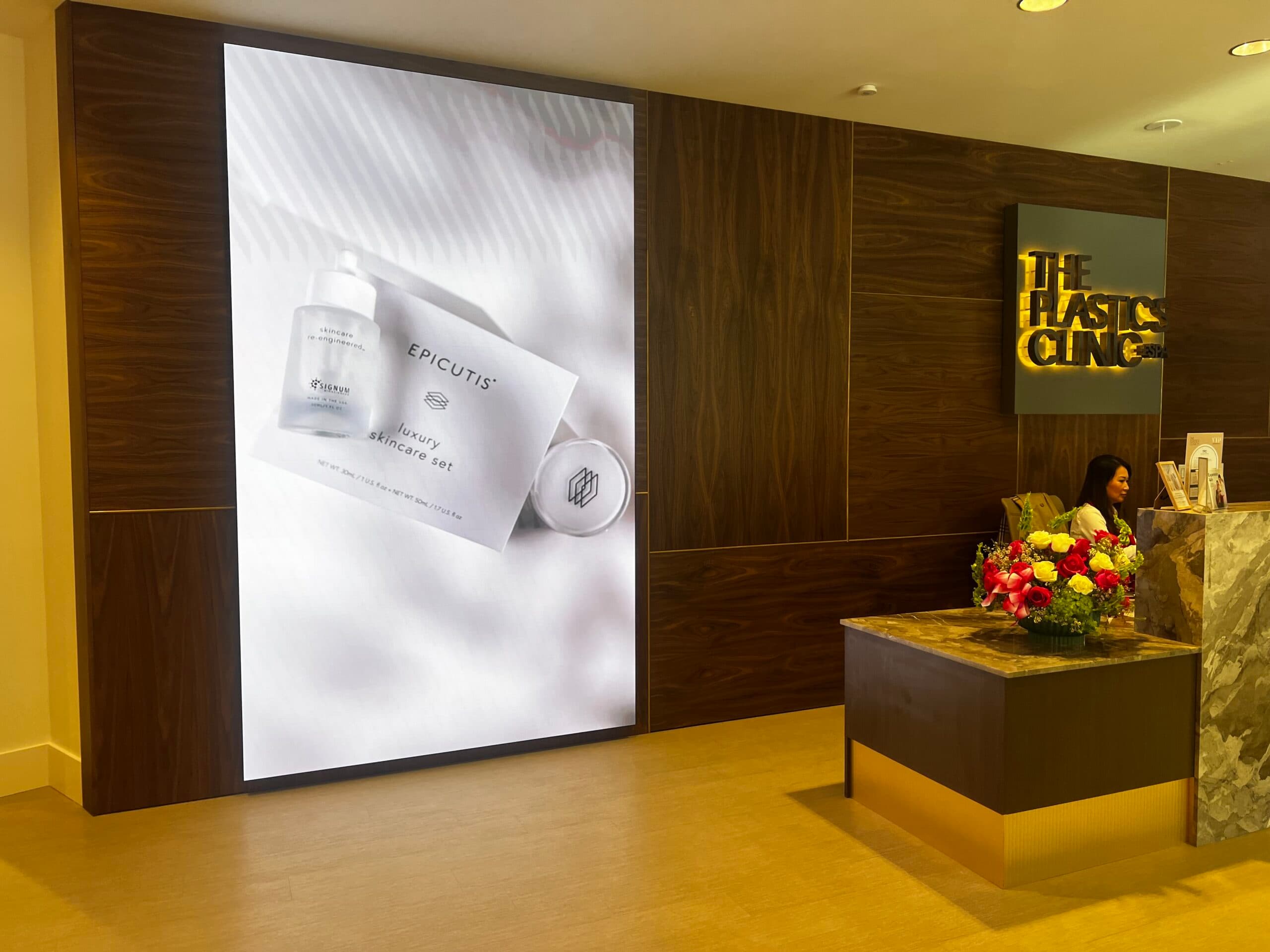 Med spa promotional content on screens
