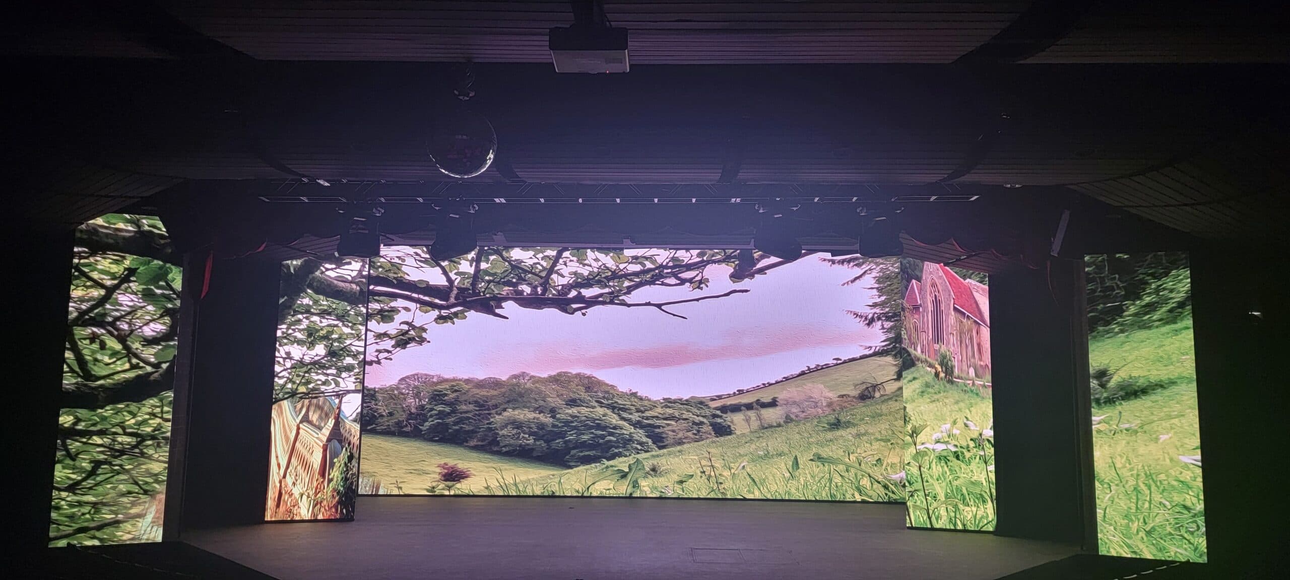 Public venue stage after digital signage upgrade