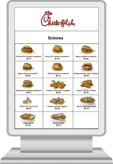 Restaurant kiosk menu display mockup