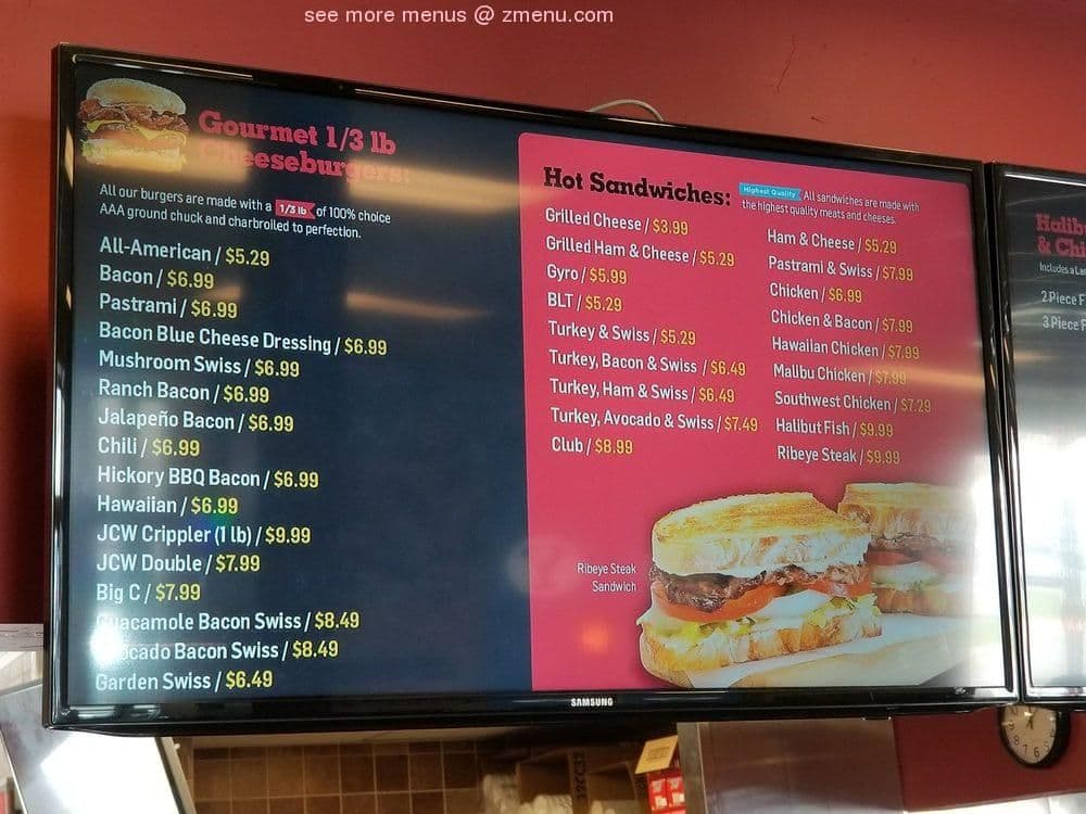 Fast-casual menu board display with dynamic pricing