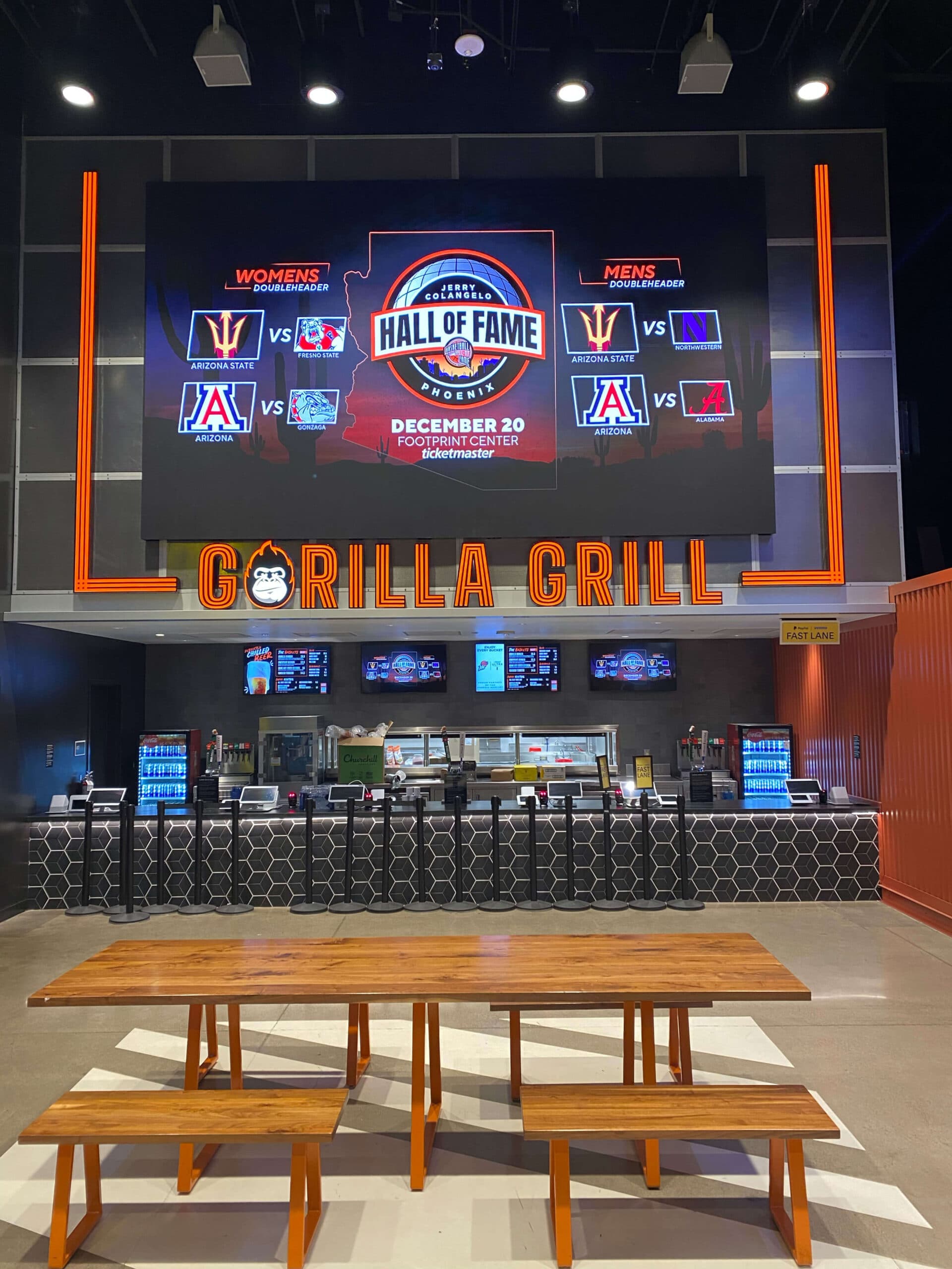 Entertainment suite displays with branded content